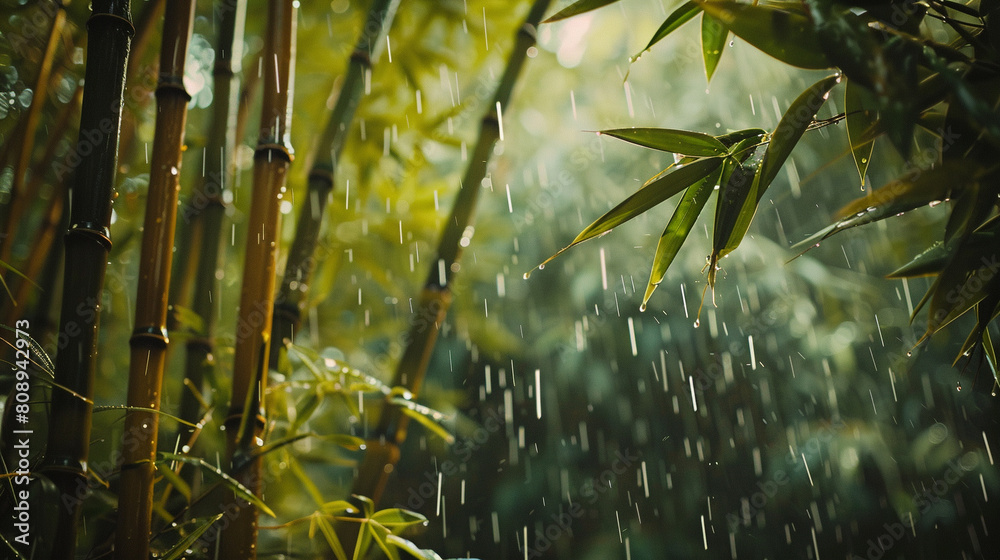 Fototapeta premium 雨の竹林