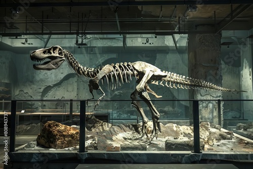 dinosaur fossils unearthed and displayed 3d rendering photo