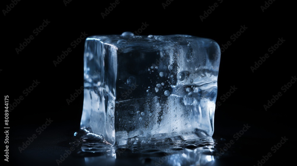 Single ice cube on black background Single ice cube on black background