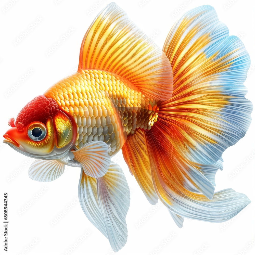 Fototapeta premium a goldfish with a blue tail and a red tail