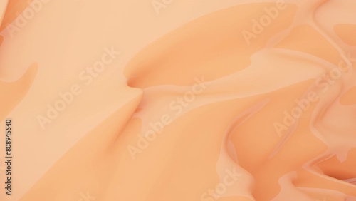 Abstract liquid animation with a peach background. The smooth, beige, wavy cream creates a soothing and calming effect.