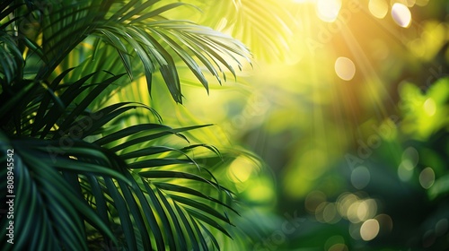 tropical vibes of a lush green exotic background, perfect as summertime wallpaper.
