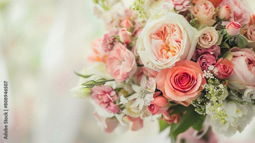 A beautiful bouquet of pink and white roses with a touch of greenery. Perfect for any special occasion!