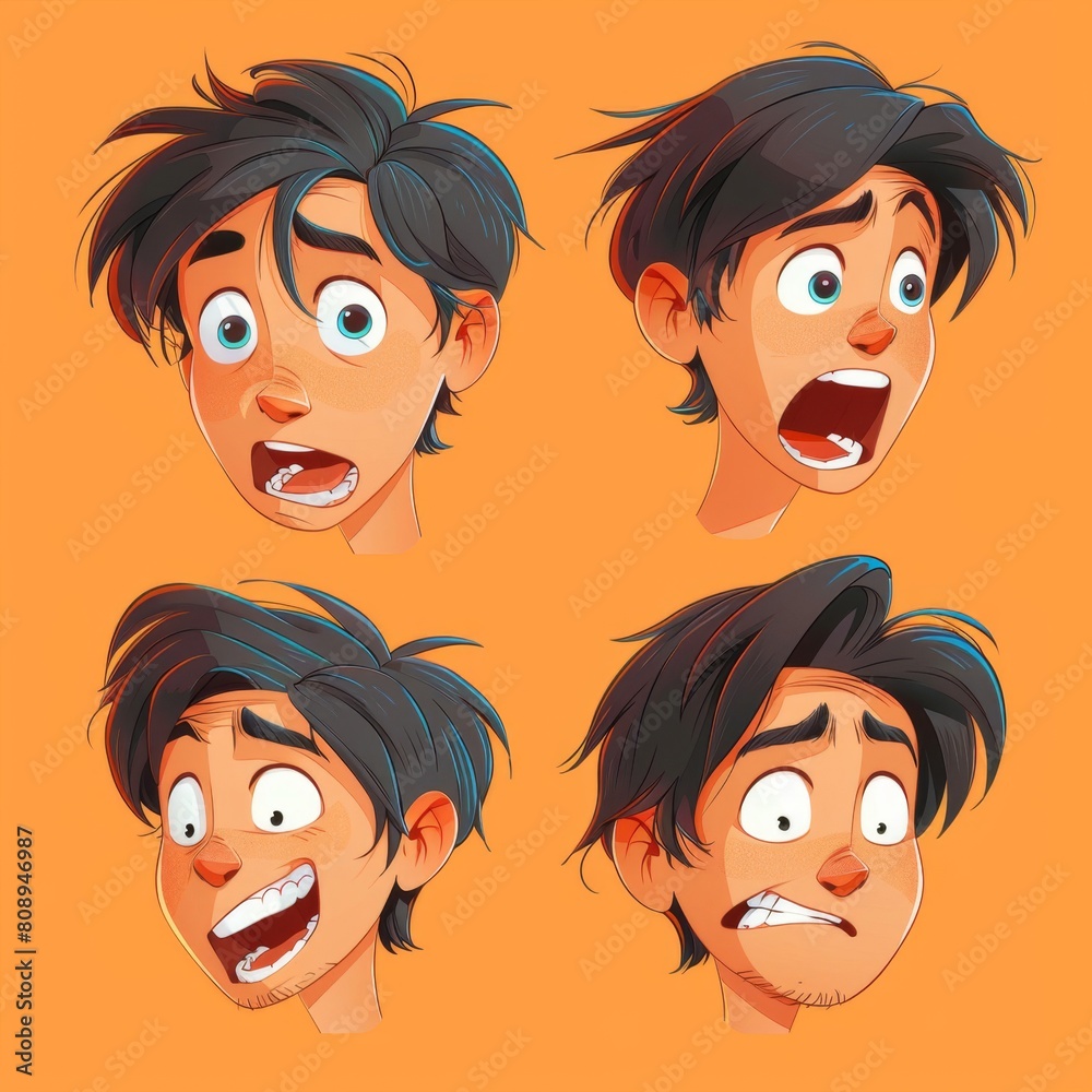 a cartoon character with different expressions on his face a cartoon character with different expressions on his face