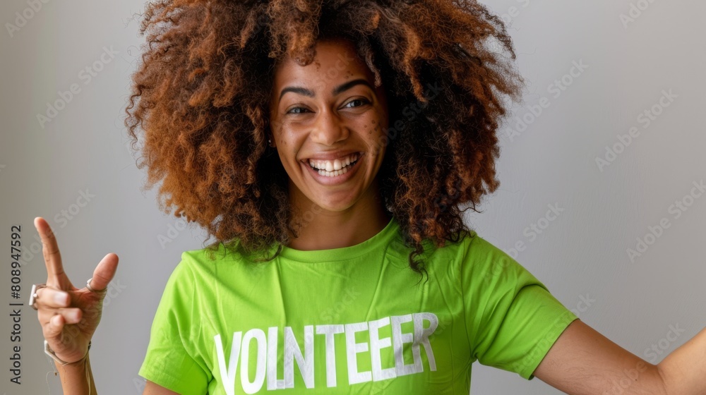 A Cheerful Volunteer in Green A Cheerful Volunteer in Green
