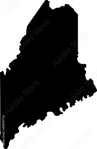 State of Maine Silhouette Outline Graphic Design with Transparent Background