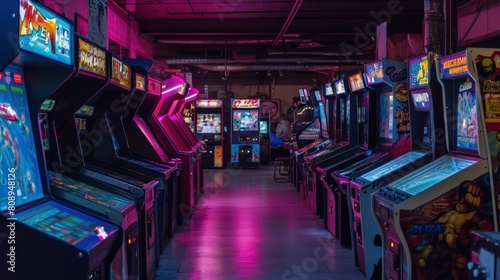 The interior of a retro arcade machine.