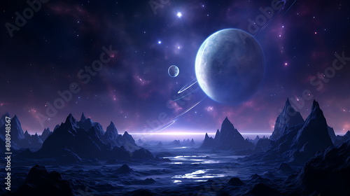 Unworldly alien planet scenery.  generative Ai
