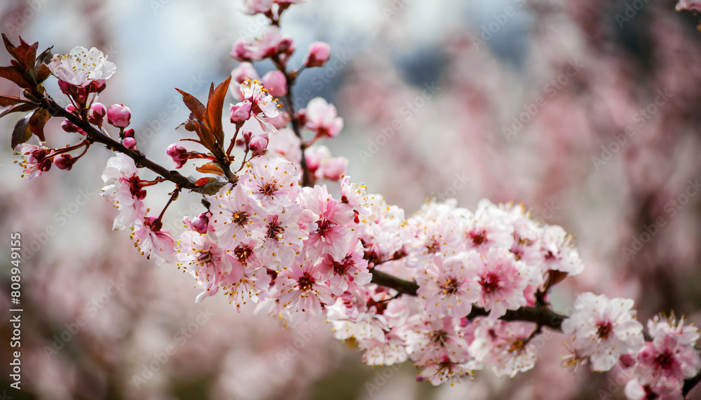 Garden peach flowers. Peach tree with pink flowers on a spring day. The concept of gardening, agriculture. Garden peach flowers. Peach tree with pink flowers on a spring day. The concept of gardening, agriculture.