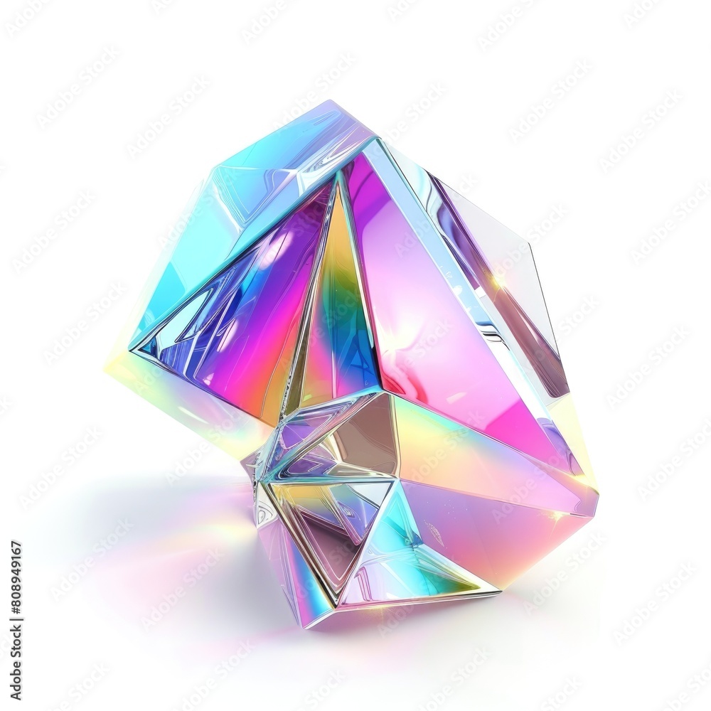 geometric knot dazzles with its chromatic, iridescent surface