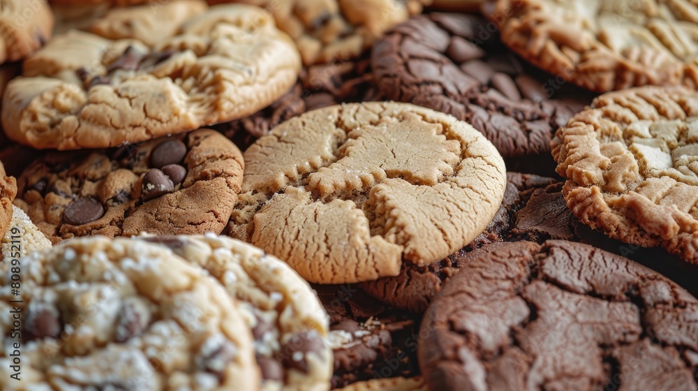 Assorted cookies closeup. Generative AI Assorted cookies closeup. Generative AI