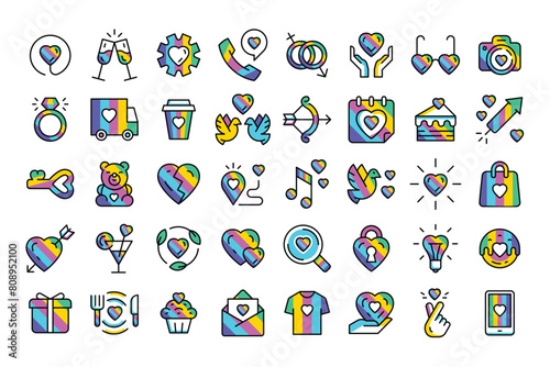 Pride LGBTQ icon set. Pride day. Modern vector illustration