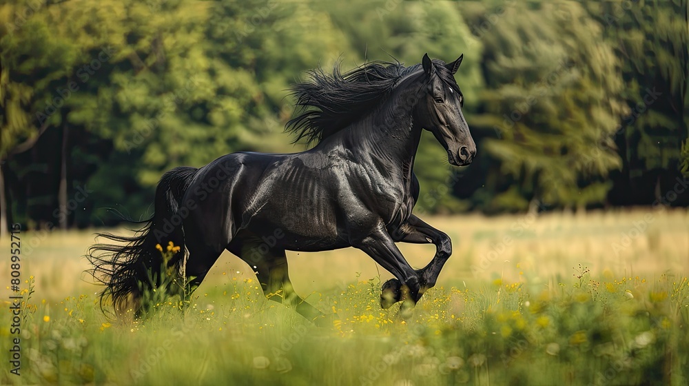 Black horse. Generative AI