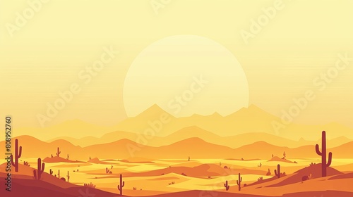Vector illustration of Beautiful Western Desert landscape with sunny weather and vast desert
