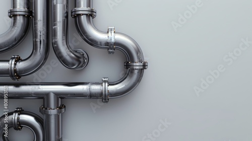 Plastic pipes on a gray background