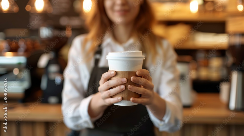 Barista Offering a Coffee Cup