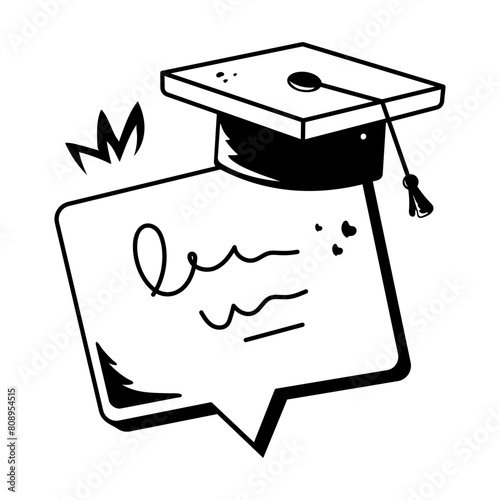 Download doodle icon of an educational message 