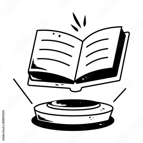 A well-designed doodle icon of book hologram 
