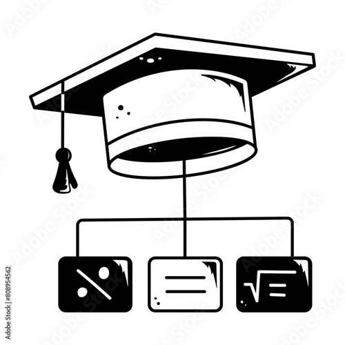 Trendy doodle icon of educational network 