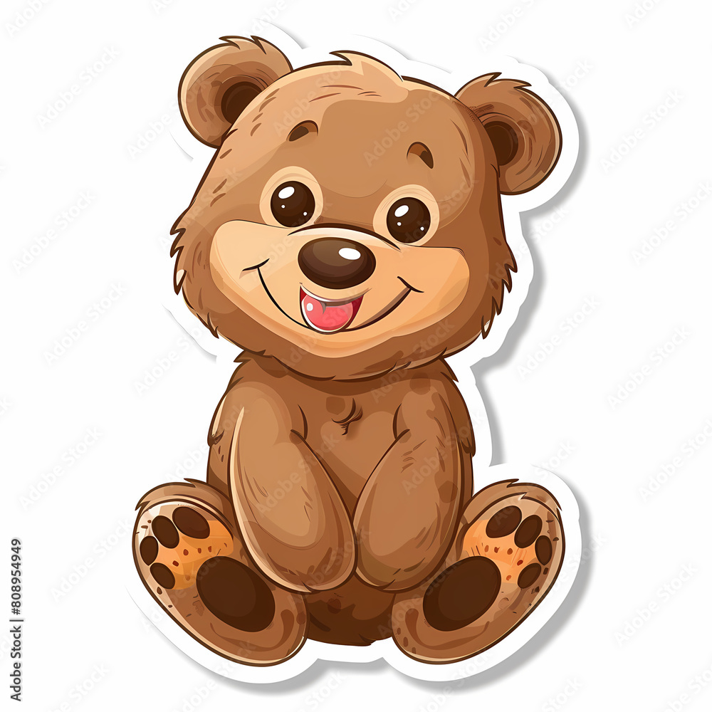 Obraz premium Cute bear cartoon on a White Canvas Sticker,vector image