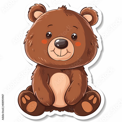 Cute bear cartoon on a White Canvas Sticker vector image