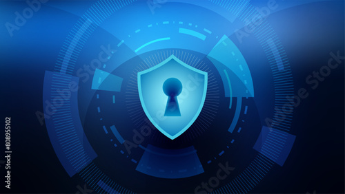 Secure Tech Shield: Abstract Keyhole Design in Blue