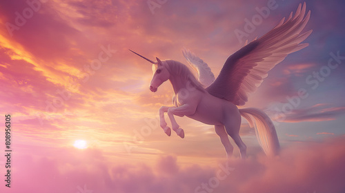 Pegasus cor de rosa no céu - wallpaper HD 