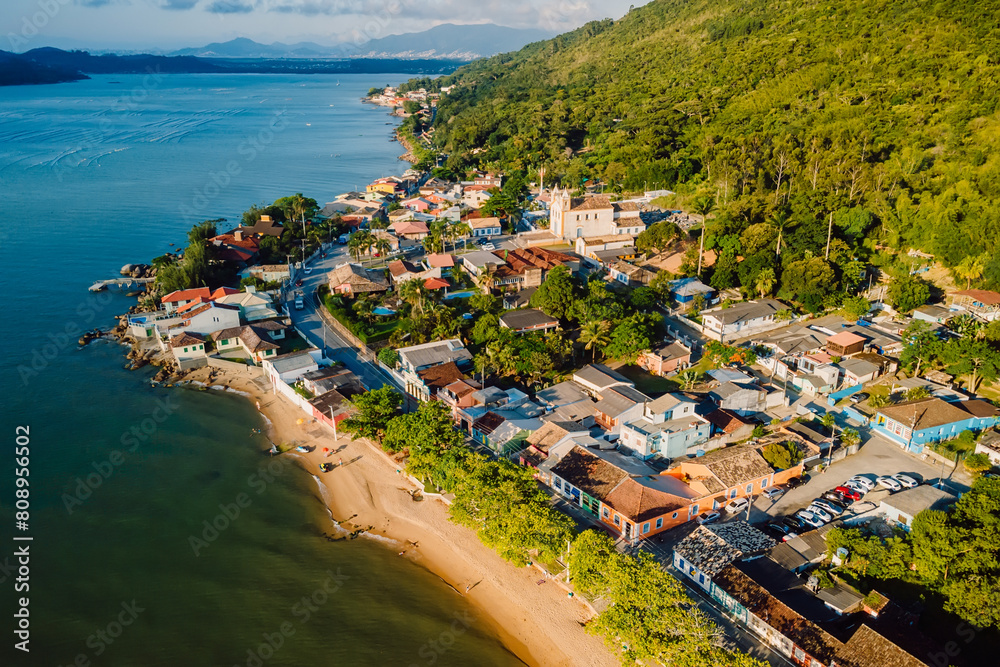 Historic village - Ribeirao da Ilha in Florianopolis, Brazil. Aerial view