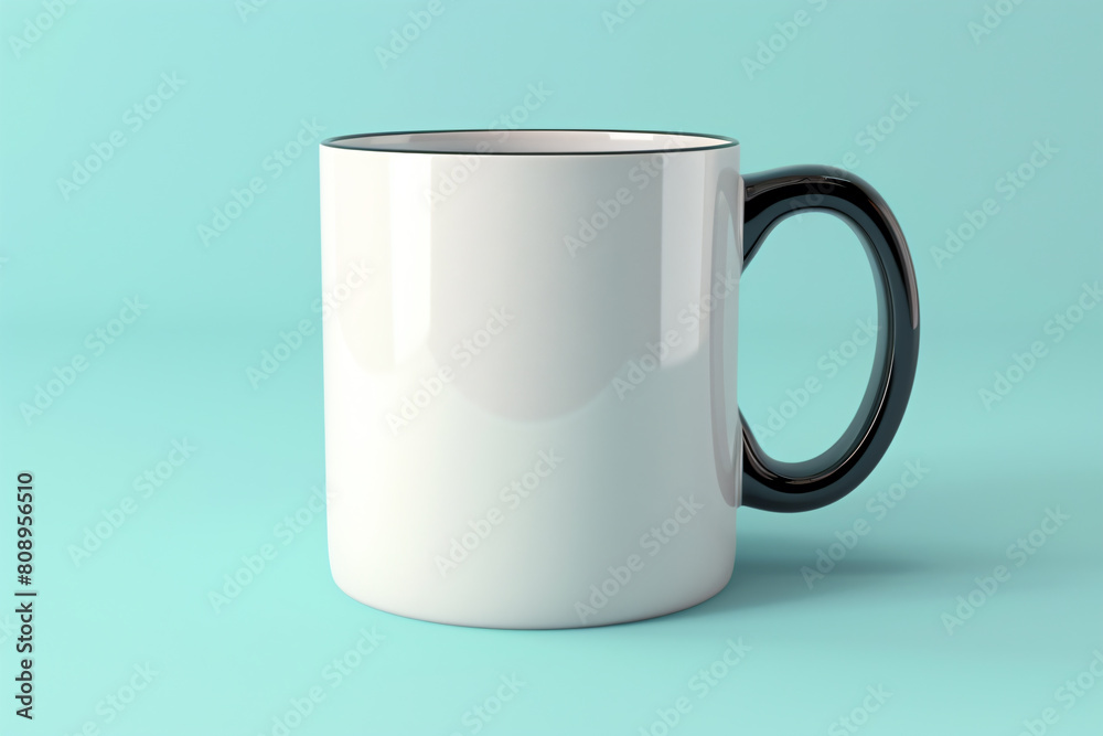 a white and black coffee mug on a blue background a white and black coffee mug on a blue background
