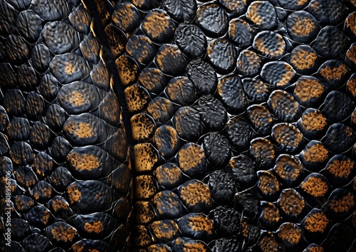Snake skin texture background. Snake leather macro texture of scales, top view photography