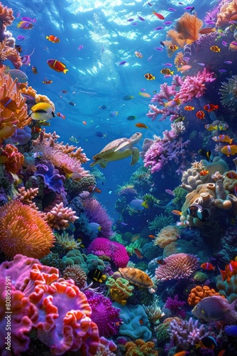 Bright Marine Sanctuary with Diverse Coral Habitats and Wildlife