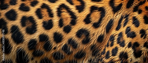 Leopard fur texture background. Spotted peltry jaguar fur background photo