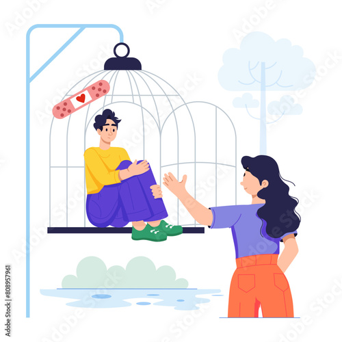 Get this flat illustration of psychological help 