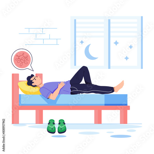 Download flat character illustration of insomnia 