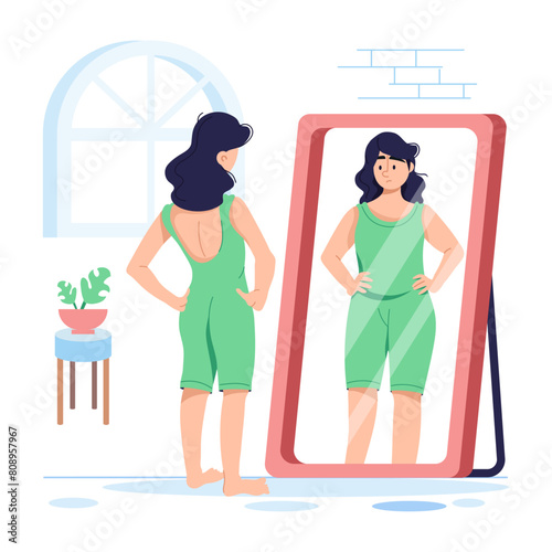 Premium flat illustration depicting anorexia