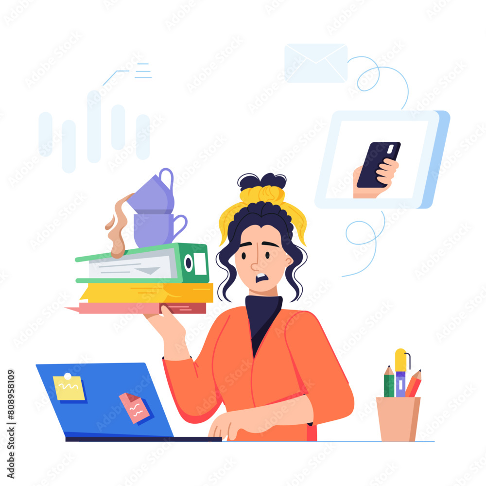 Get this flat style illustration of feeling overwhelmed Get this flat style illustration of feeling overwhelmed
