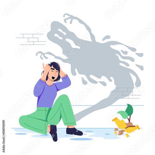 Get this flat illustration depicting phasmophobia 