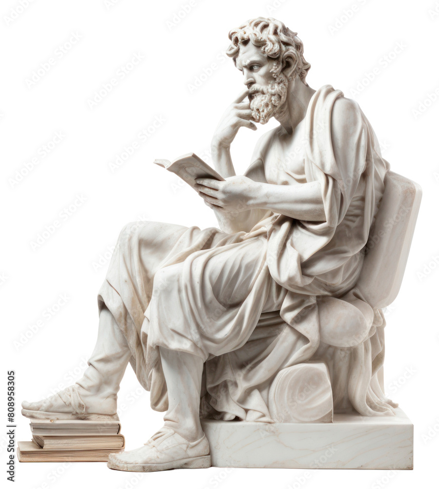 Fototapeta premium PNG Greek sculpture reading a book statue figurine wedding.