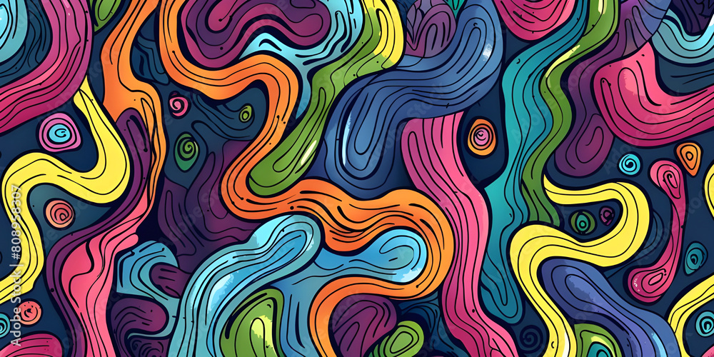 Cute doodle seamless pattern background - Ai Generated