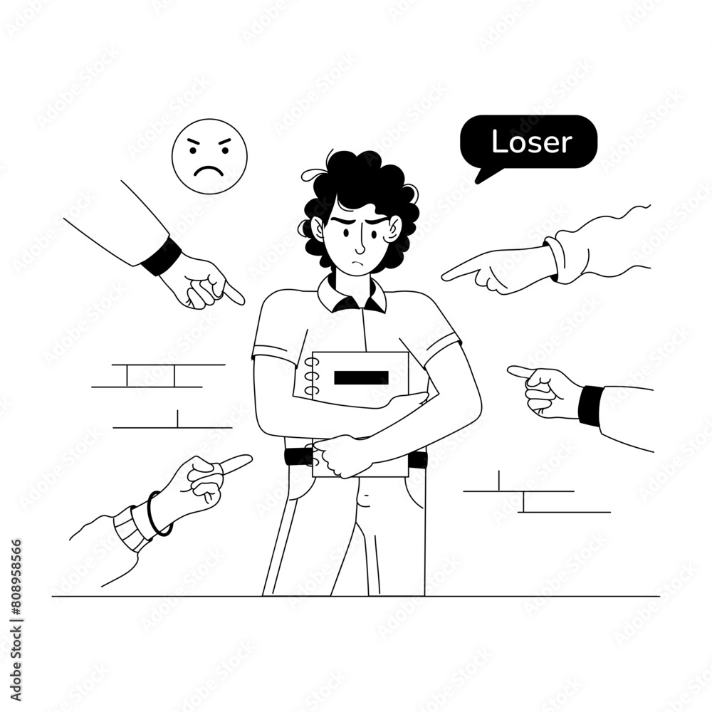 Easy to edit glyph illustration of social abuse 