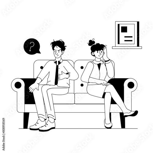 Trendy glyph illustration depicting family conflicts 