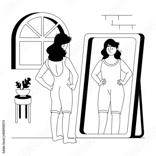 Premium glyph illustration depicting anorexia
