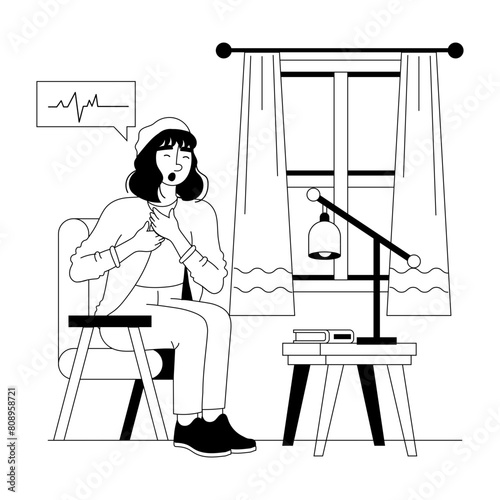 A glyph illustration of a girl having panic attack 