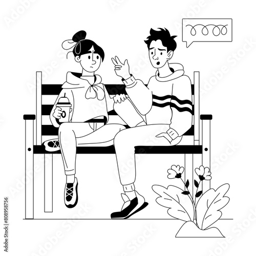 Scalable glyph illustration depicting sharing emotions 