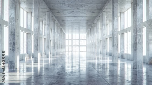 Modern concrete hall 3D. Generative AI