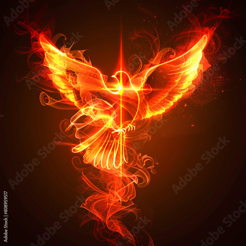 Holy spirit flaming dove concept wallpaper - ai generative