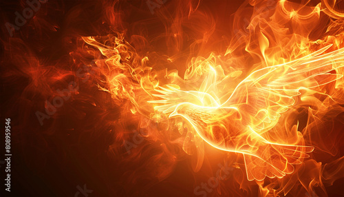 Holy spirit flaming dove concept wallpaper - ai generative photo