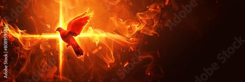 Holy spirit flaming dove concept wallpaper - ai generative