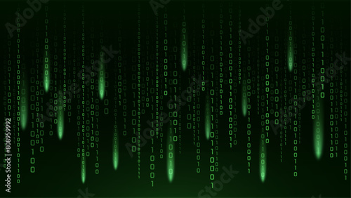 Digital Binary Code Background in Green for Tech Designs