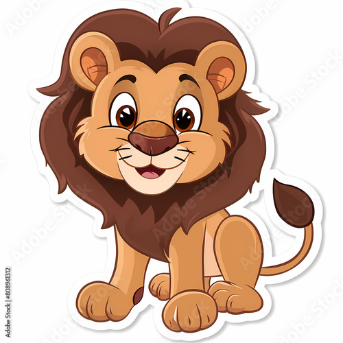 Cute lion cartoon on a White Canvas Sticker vector image